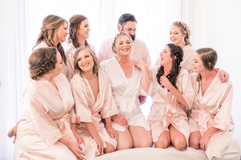 Bridal party in robes