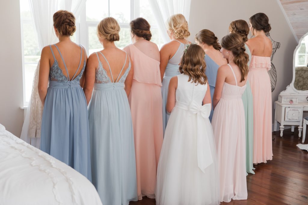 Bridesmaids reveal in the Cottage bridal suite Flagstone Farm