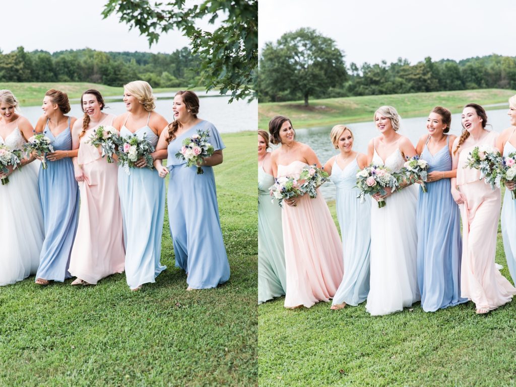 Walking shots of bridesmaids Fort Worth photographer Summer Wedding Alabama
